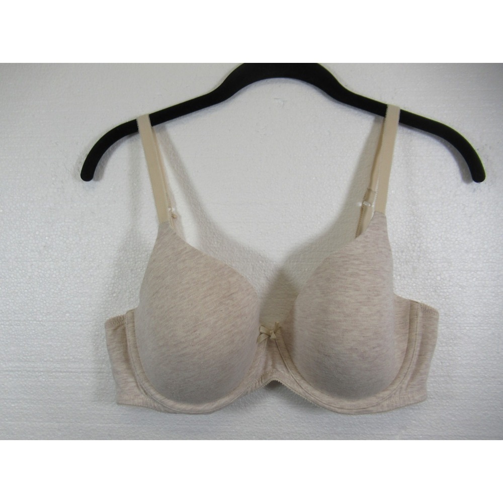 Ambrielle Cotton Blend Bra 36C Beige Underwire Lined Lined Full Coverage